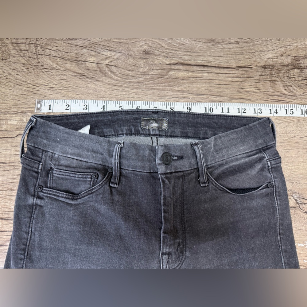 Mother The Looker Ankle Fray Jeans Stretch Rebels And Lovers Soft Black Size 26 View 6
